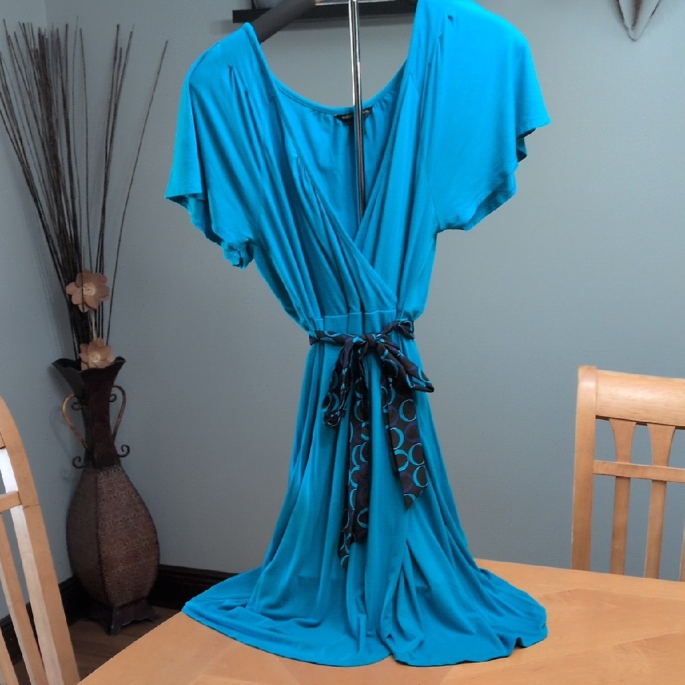Banana Republic Dress Teal with Geometric Belt